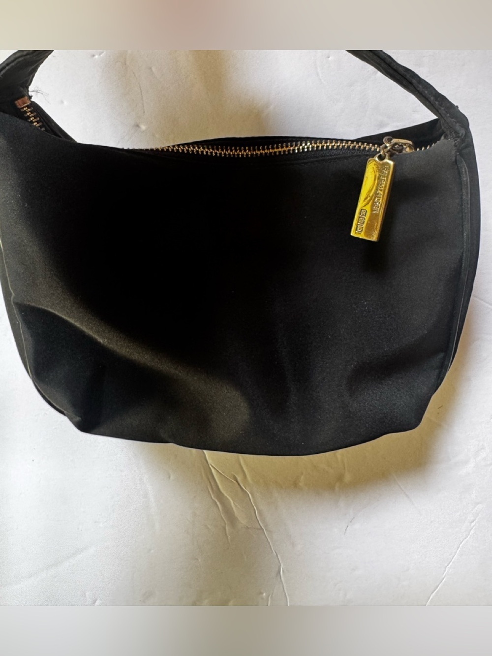 Ralph Lauren Y2K Nylon Mini Hobo Shoulder Bag Black Gold Hardware Zip Minimalist - Picture 4 of 16